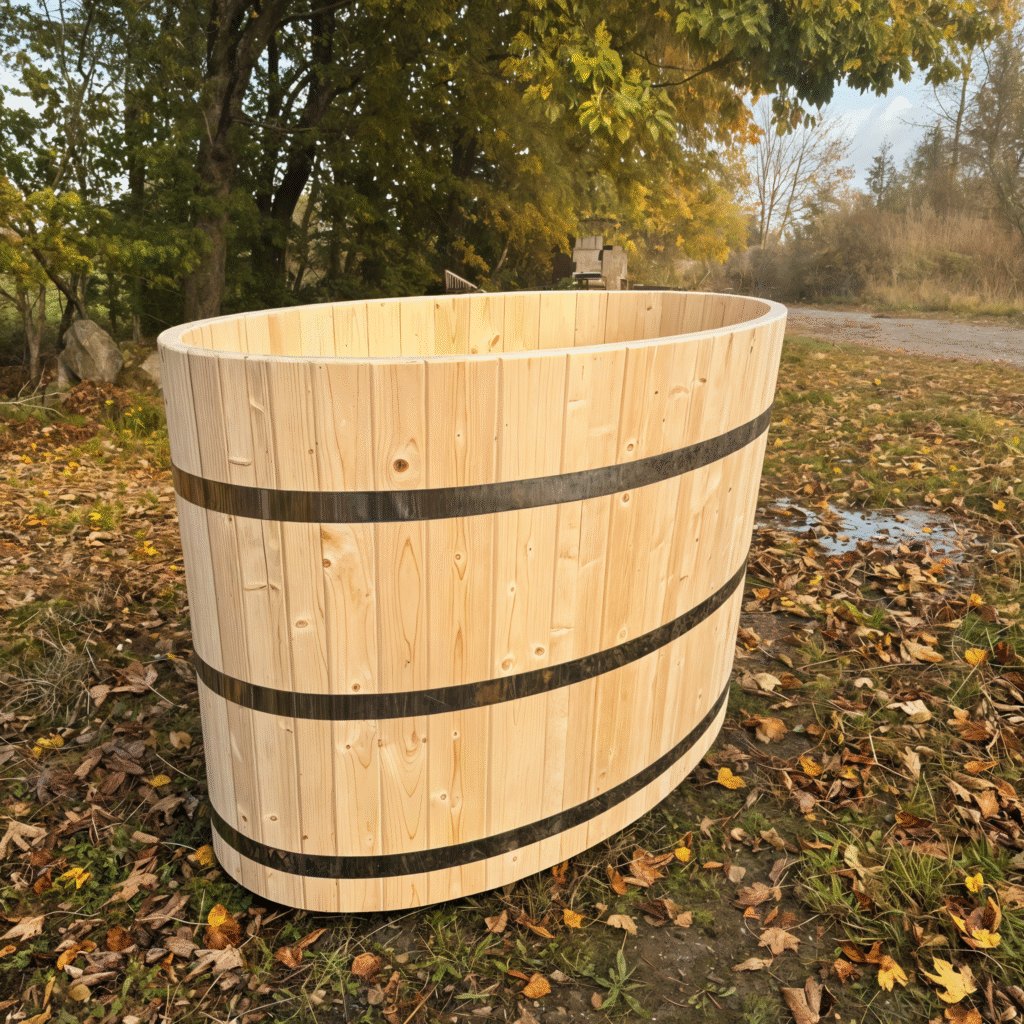 ovalt koldtvandskar med bånd i rustfrit stål